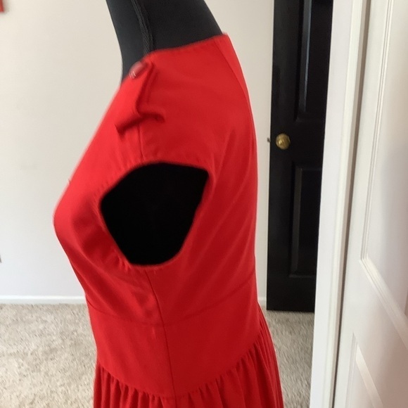 Vibrant red wool blend Club Monaco dress w/exposed zipper & pockets. Y2K - Picture 5 of 8